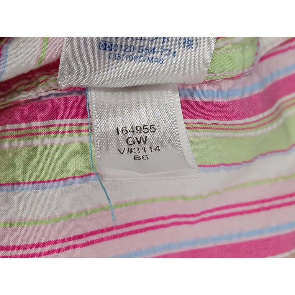 Lands End Seersucker Pastel Stripe Button Up Collared Shirt Womens 1X 16W-18W - Picture 10 of 11